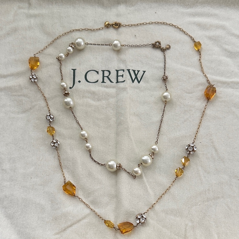 J. Crew Gold and Amber Necklace Set